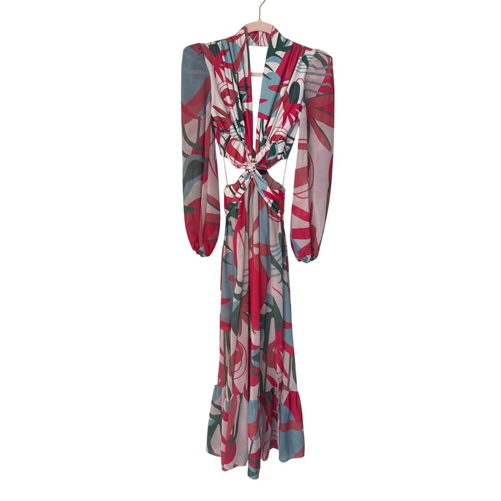 PatBo Rio Plunge maxi swim dress size xs colorful bold resort